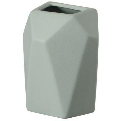 6" H Decorative Ceramic Multi Paned Vase, Modern Style Centerpiece Table Vase Green, Small