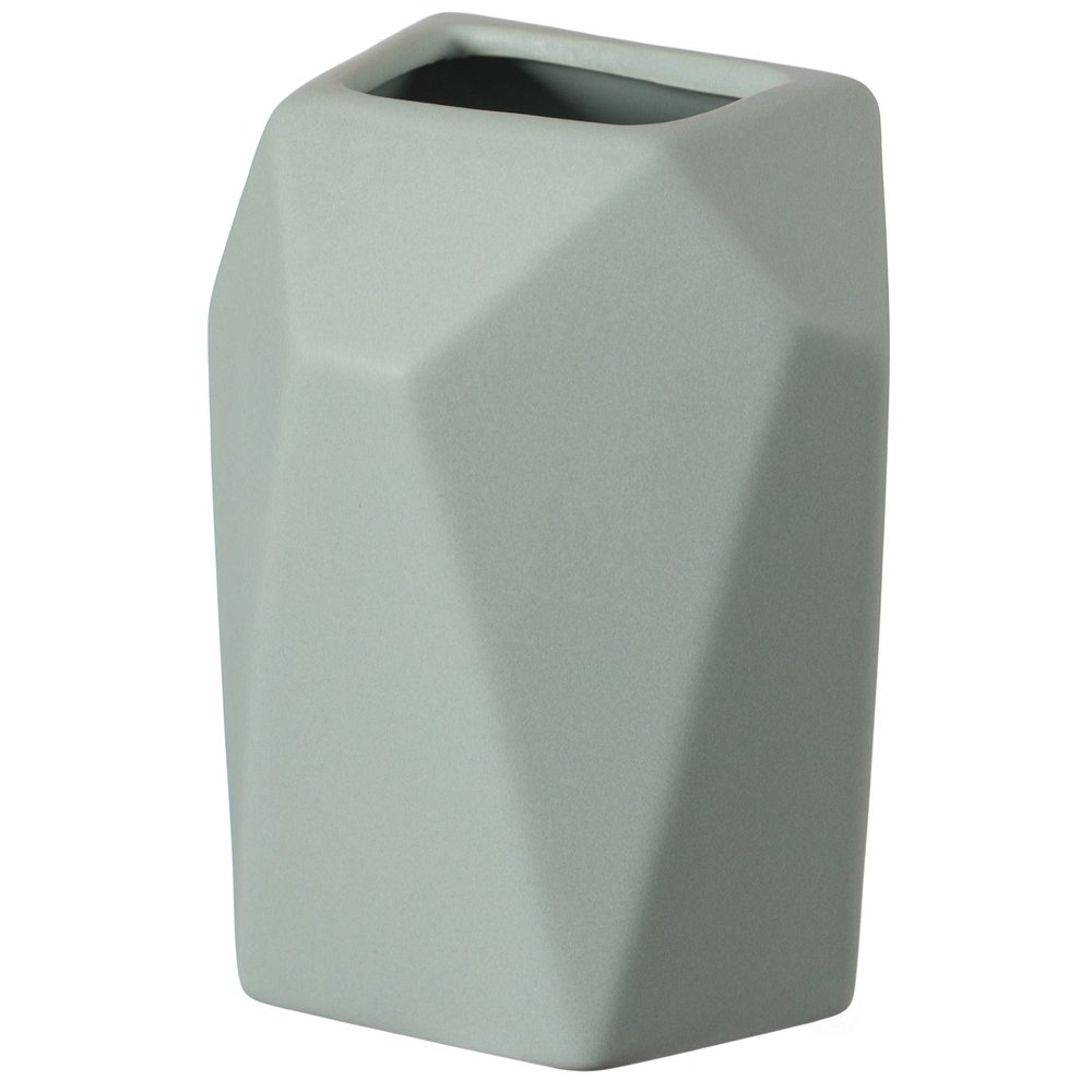 6" H Decorative Ceramic Multi Paned Vase, Modern Style Centerpiece Table Vase Green, Small