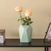 6" H Decorative Ceramic Multi Paned Vase, Modern Style Centerpiece Table Vase Green, Small view 4