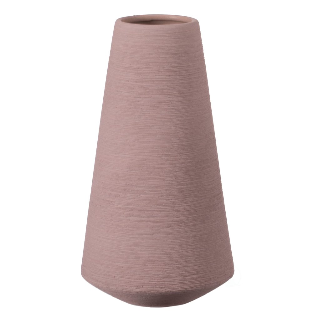 10" H Decorative Ceramic Round Cone Shape Centerpiece Table Vase Pink, Large