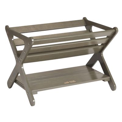 ECR4Kids Book Caddy with Shelf, Bookshelf with Storage, Grey Wash