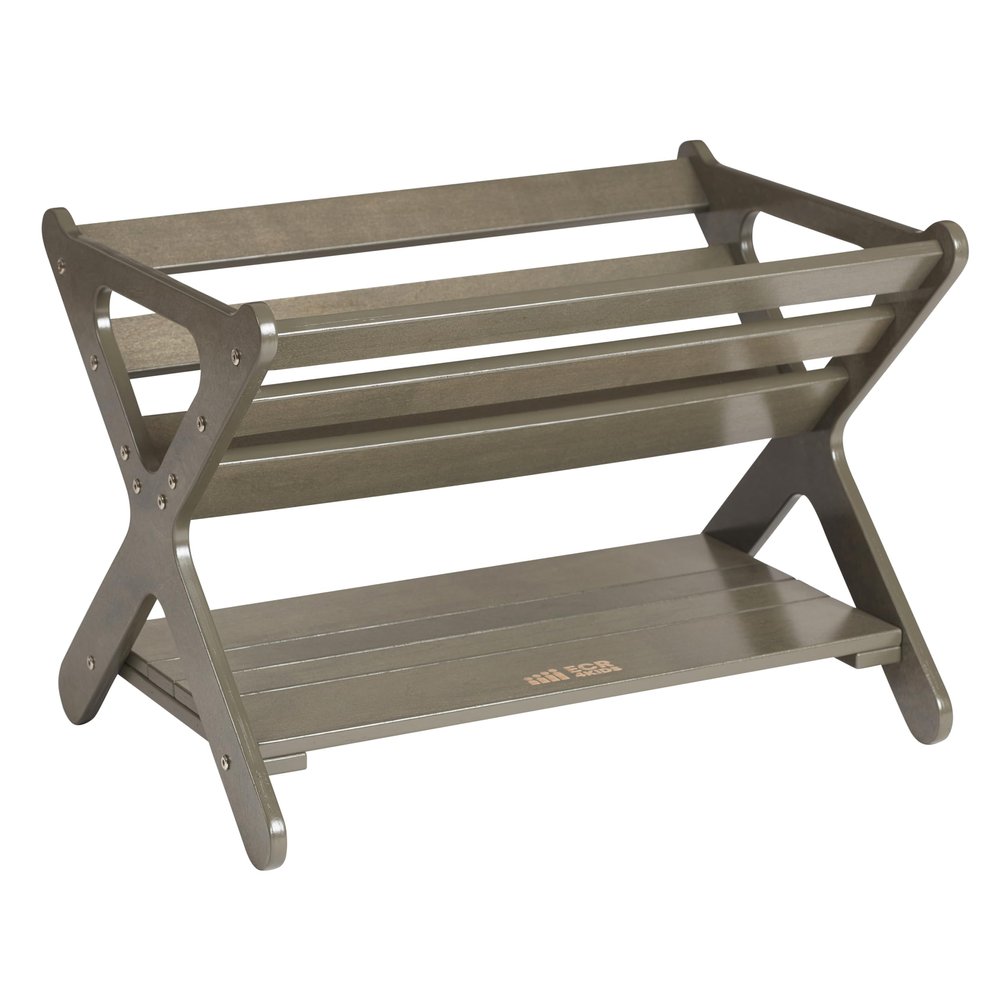 ECR4Kids Book Caddy with Shelf, Bookshelf with Storage, Grey Wash
