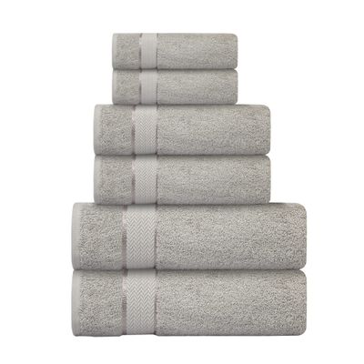 Bath Towels Set-100% Cotton-2 Bath Towels, 2 Hand Towels & 2 Washcloths-Large, Quick Dry, Absorbent, Plush, Soft-Home, Spa, Hotel, Shower Towels - 6 Piece Luxury Bathroom Towels - Silver / Light Grey