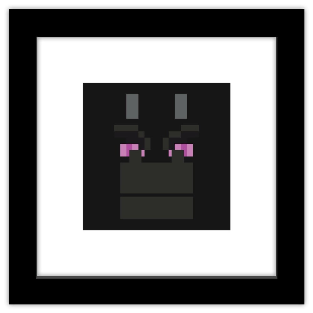 Trends International Gallery Pops Minecraft: Iconic Pixels - Mobs - Ender Dragon Wall Art Wall Poster, 12" x 12", Black Framed Version