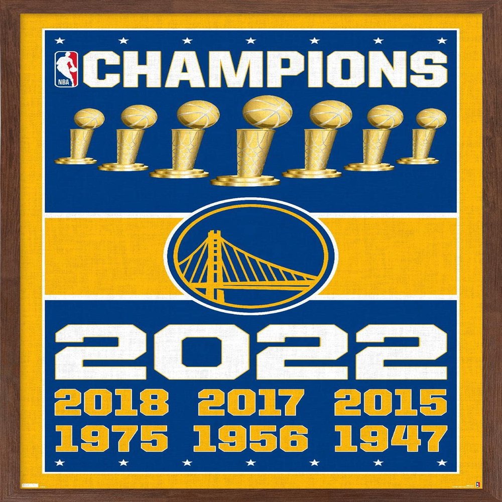 Trends International NBA Golden State Warriors - Champions 22 Wall Poster, 22.375" x 34", Mahogany Framed Version