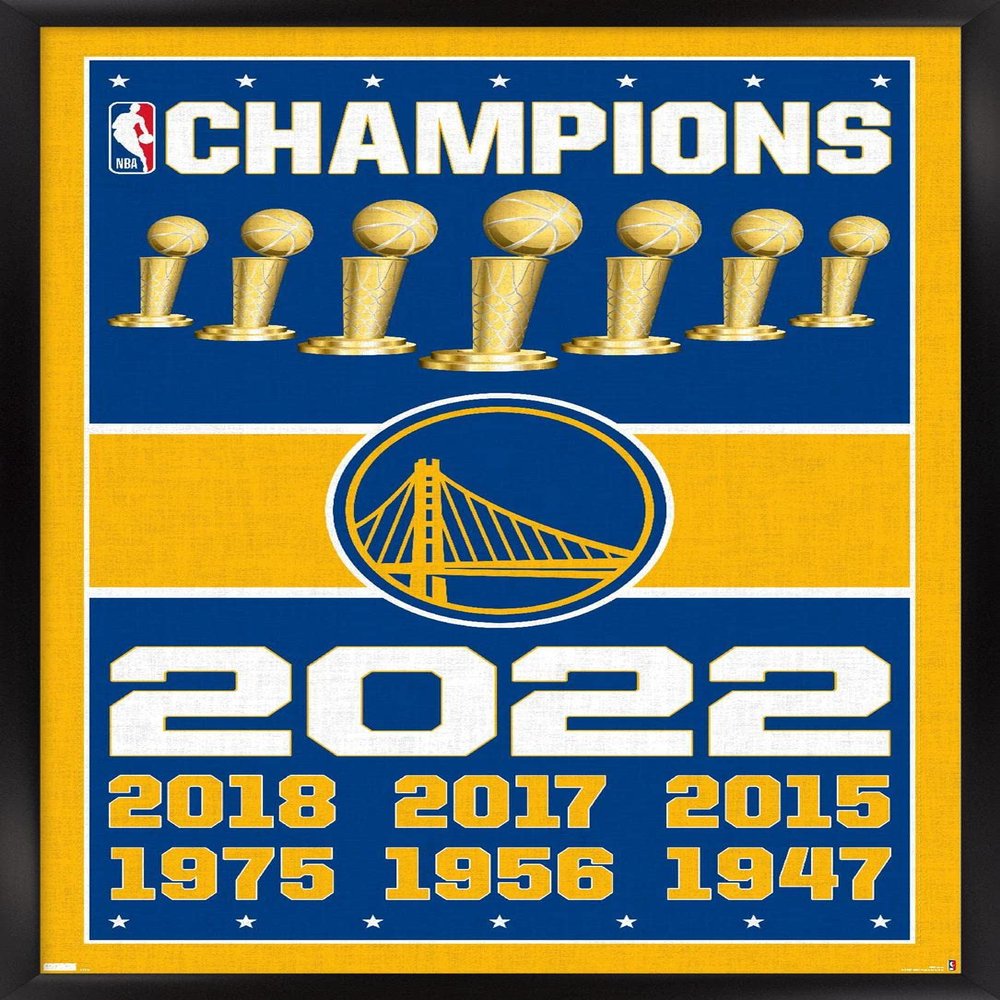 Trends International NBA Golden State Warriors - Champions 22 Wall Poster, 14.725" x 22.375", Black Framed Version