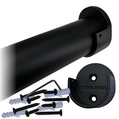 72" Round Closet Rod Kit | Matte Black | Screw-On End Brackets & Hardware | Heavy-Gauge Steel | 1 Kit | Desunia