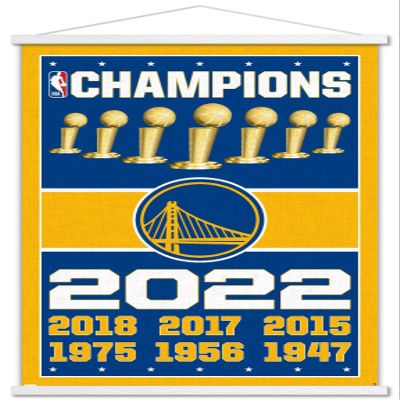 Trends International NBA Golden State Warriors - Champions 22 Wall Poster, 22.375" x 34", Premium Print and White Hanger Bundle