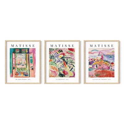 HAUS AND HUES Matisse Wall Art Set  3-Piece Henri Matisse Prints, Modern Artist Poster Collection (Beige Frame, 16x20)