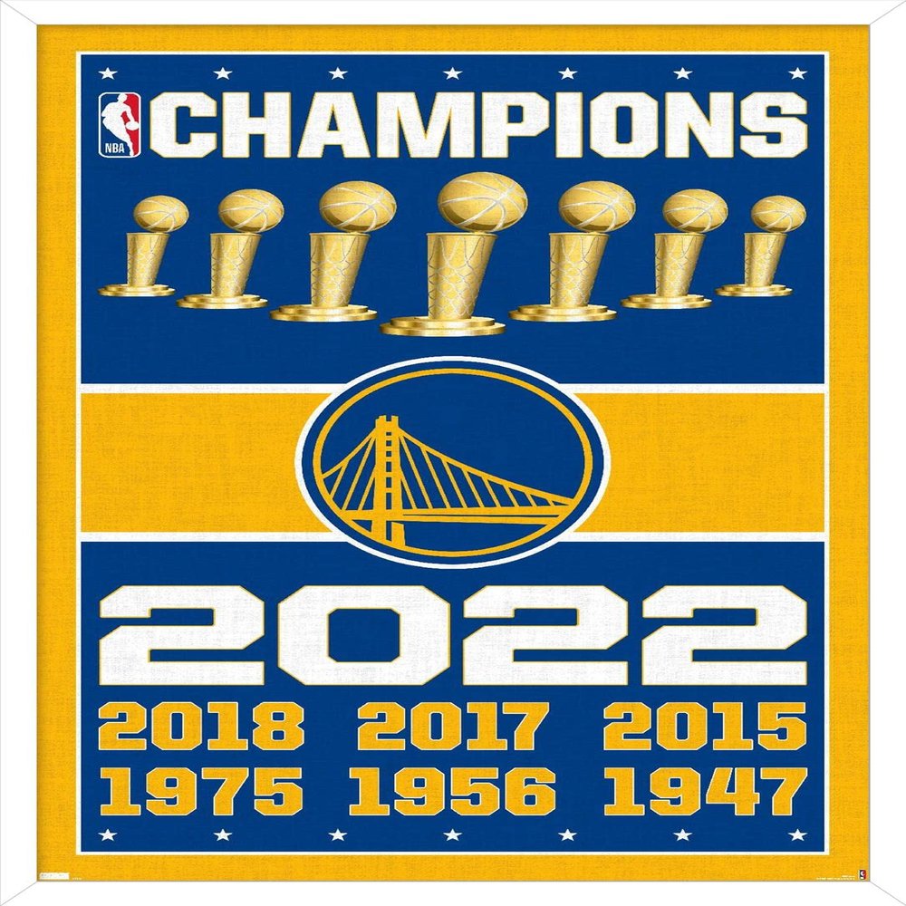 Trends International NBA Golden State Warriors - Champions 22 Wall Poster, 22.375" x 34", White Framed Version