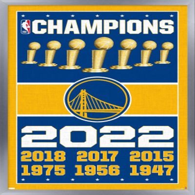 Trends International NBA Golden State Warriors - Champions 22 Wall Poster, 14.725" x 22.375", Silver Framed Version