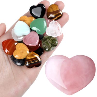 Bundle of 10 PCS Colorful Assorted Crystals Heart Stones and 1PC Large Rose Quartz Heart Crystals Love Stones Gemstones Reiki Energy Balancing Meditation