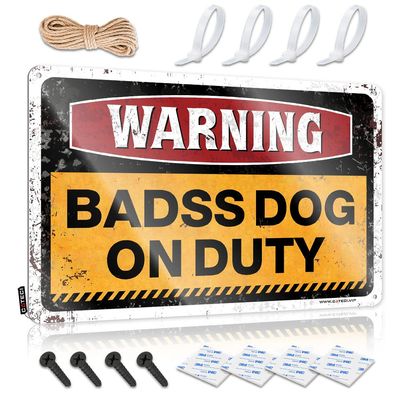 Metal Signs Funny Warning Badass Dog On Duty Metal Sign No Tresspass Signs Street Signs for Bedroom ( Size : 20X30CM )