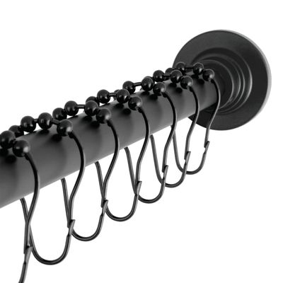 Kingston Brass SCC3110 Edenscape 60"-72" Stainless Steel Adjustable Tension Shower Curtain Rod with Rings, Matte Black
