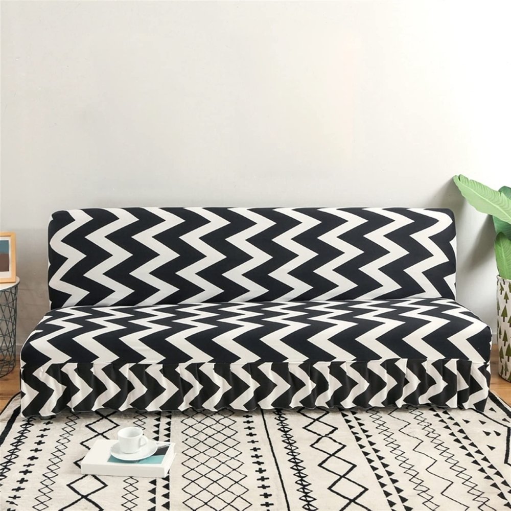 Sofa Bed Cover Skirted Elastic Folding Sofa Cover Armless Couch Slipcover Furniture Settee Protection Futon Cover (Color : A-11, Size : M 150-170CM)