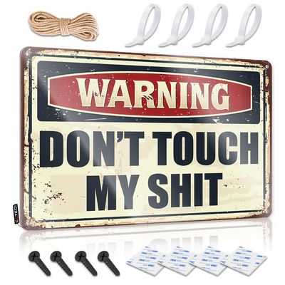 Home Security Signs for Yard Warning Don't Touch My Shit Metal Sign Auto Alarm Sign Mancave Signs and Decor ( Size : 20X30CM )