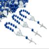 24 Royal Blue Crystal Pearls Baptism Favors Mini Rosaries silver plated/recuerdos de bautizo color azul rey en perlas de cristal view 1