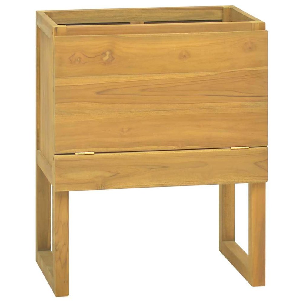vidaXL Solid Teak Wood Bathroom Cabinet with Retro Style - Brown - Measures 23.6"x15.7"x29.5" - Requires Assembly