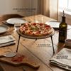HOHIYA 4 Pack 9" Pizza Stand Riser Display Heavy Duty Metal Food Holder for Pizza Cake Dessert & Buffet Table Space Saving Serving Platter Stand, Non-Slip, Black view 3
