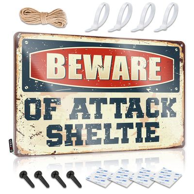 Go Away Sign for Door Beware of Attack Sheltie Metal Sign Man Cave Decor Redneck Gifts for Men ( Size : 20X30CM )