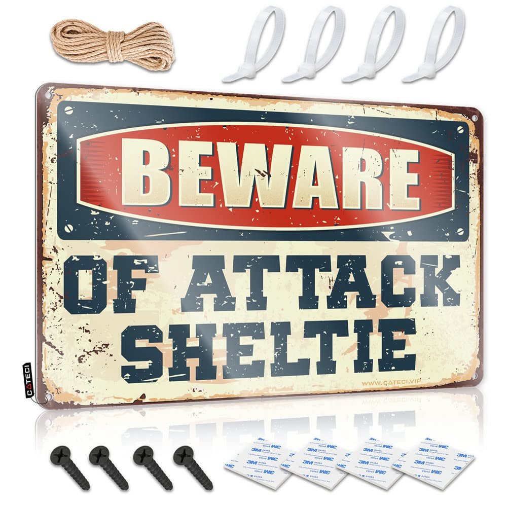 Go Away Sign for Door Beware of Attack Sheltie Metal Sign Man Cave Decor Redneck Gifts for Men ( Size : 20X30CM )