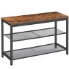 HOOBRO Shoe Bench, 3-Tier Shoe Rack, Industrial Shoe Organizer Storage Bench, 29.5 inches Entry Bench with Mesh Shelves, for Entryway, Living Room, Hallway, Easy Assembly, Rustic Brown BF75HX01 view 1