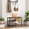 HOOBRO Shoe Bench, 3-Tier Shoe Rack, Industrial Shoe Organizer Storage Bench, 29.5 inches Entry Bench with Mesh Shelves, for Entryway, Living Room, Hallway, Easy Assembly, Rustic Brown BF75HX01 view 4