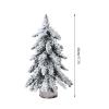 2PCS Pre-Lit Artificial Mini Christmas Tree, 18 Inch Snow Flocked Xmas Tree with Wood Base, Tabletop Artificial Pine Tree with LED Lights for Christmas Table Centerpieces Porch Home Decor view 3