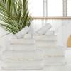 BNM Ribbed Cotton 12 Piece Assorted Towel Set, Highly Absorbent, Textured, Quick-Dry, Shower, Spa Basics, Home Essentials, Solid, Includes; 2 Bath Towels, 5 Hand Towels, 5 Face Towels, Ivory view 1