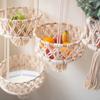 Alipis Macrame Plant Hanger Macrame Hanging Fruit Basket 2 Tier Woven Cotton Rope Storage Baskets Hanging Plant Holder for Vegetable Storage view 3