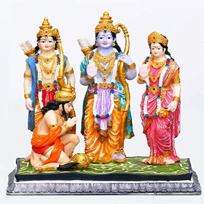 Ram Darbar Idol Statue of Hindu God and Goddess Decorative Gift Showpiece Multicolor Small (EQSRVK0208220015)