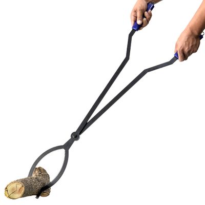 CKLT 40in Heavy Duty Fire Tongs Firewood Grabber Tool with Scissor Shape Serrated, Log Claw Tongs for Bonfire Campfire Fire Pit Outdoor Indoor Log Grabber Rustproof Safely Moves Firewood