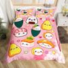 Sushi Pattern Duvet Cover Japanese-Style Bedding Set Food Theme Comforter Cover for Boys Girls Kids Room Decor Cute Sushi Lightweight Bedspread Cover Twin Size with 1 Pillow Case(No Comforter) view 3