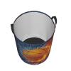 Basketball Laundry Hamper for Teen Boys, Men, Cool Laundry Basket with Fire & Water Pattern Printed, Sports Foldable Dirty Clothes Hampers for Laundry Bedroom Kitchen, Large Capacity 19.6"x15.7" view 2