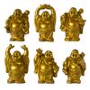 Addune Set of 6 Laughing Happy Buddha Statue Resin Figurines Feng Shui for Luck Wealth Good Gift and Collection (2.5'', Gold) view 1