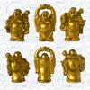 Addune Set of 6 Laughing Happy Buddha Statue Resin Figurines Feng Shui for Luck Wealth Good Gift and Collection (2.5'', Gold) view 3