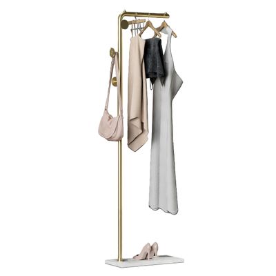 HKaikzo Coat Rack Stand, Gold Clothing Rack Freestanding with Satin Steel Finish and Natural Stable Marble Base, for Coats, Hats, Scarves, Clothes, and Handbags be Applicable Home Bedroom Hotel Hall