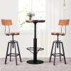 BOKKOLIK Industrial High Top Pub Table with Chairs Vintage 3 Pieces Coffee Table Set Rustic Bar Table and Stools for Kitchen Office Patio Swivel Height Adjustable view 1