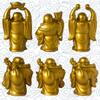 Addune Set of 6 Laughing Happy Buddha Statue Resin Figurines Feng Shui for Luck Wealth Good Gift and Collection (4.5'', Gold) view 2