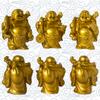 Addune Set of 6 Laughing Happy Buddha Statue Resin Figurines Feng Shui for Luck Wealth Good Gift and Collection (4.5'', Gold) view 4