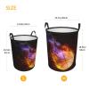 Boys Laundry Hampers Fire Basketball Pattern Printed, Cool Sports-Themed Dirty Clothes Basket for Bedroom, Foldable Small Storage Organizer for Toy Collection, 19.6 x 15.7 Inch view 3