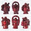 Addune Set of 6 Laughing Happy Buddha Statue Resin Figurines Feng Shui for Luck Wealth Good Gift and Collection (2.5'', Dark red) view 3