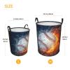 Baseball Laundry Basket for Boys, Large Collapsible Dirty Clothes Hampers for Sports Teens Girls Men Women Foldable Washing Bin with Handles, 19.6" x 15.7" view 3