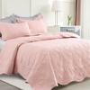 Auemtyn Full/Queen Size Quilt Set 3 Pieces, Soft Lightweight Summer Bedspread, Reversible Microfiber Bed Coverlet for All Seasons, Light Pink, Heart Pattern (1 Quilt, 2 Pillow Shams) view 1