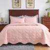 Auemtyn Full/Queen Size Quilt Set 3 Pieces, Soft Lightweight Summer Bedspread, Reversible Microfiber Bed Coverlet for All Seasons, Light Pink, Heart Pattern (1 Quilt, 2 Pillow Shams) view 4
