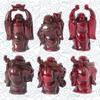 Addune Set of 6 Laughing Happy Buddha Statue Resin Figurines Feng Shui for Luck Wealth Good Gift and Collection (4.5'', Dark red) view 2