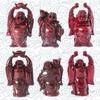 Addune Set of 6 Laughing Happy Buddha Statue Resin Figurines Feng Shui for Luck Wealth Good Gift and Collection (4.5'', Dark red) view 3