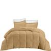 100% Organic Cotton 3 Pieces Comforter Sets Hotel Quality 400 GSM 800TC (1pc Comforter Box Stitch & 2pc Pillow Shams) (Beige Solid Oversize Queen(98"X98") Inch, view 2