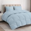 100% Organic Cotton 3 Pieces Comforter Sets Hotel Quality 400 GSM 800TC (1pc Comforter Box Stitch & 2pc Pillow Shams) (Light Blue Solid Twin Size(68"X90") Inch, view 2