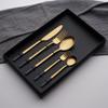 Flatware Sets 20 Piece Black Gold Silverware Set for 4 Home Kitchen Set for Cutlery Include Knife Fork Spoon Dessert Spoon and fork view 1